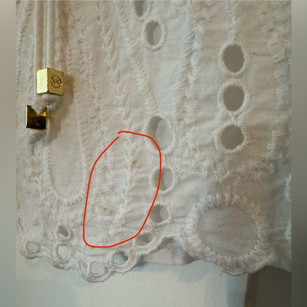 MICHAEL KORS White Cotton Short Sleeve Eyelet Lace Peasant Blouse
Top Size P/M - Picture 15 of 16